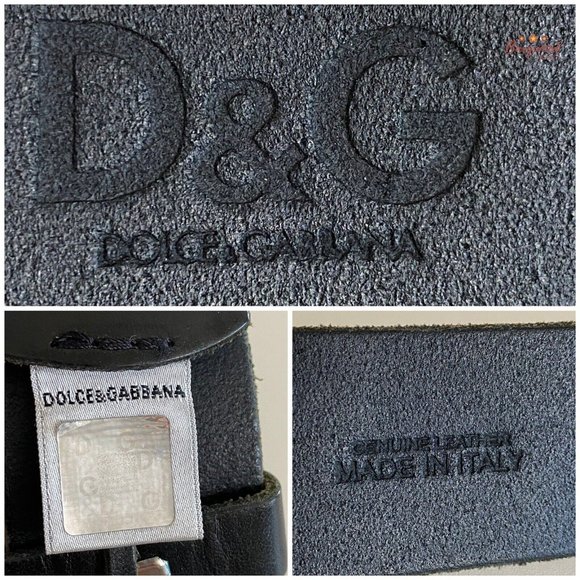 Authentic Dolce & Gabbana Black Leather Gold/Silver D&G Logo Buckle Belt 105/42 - Picture 7 of 13